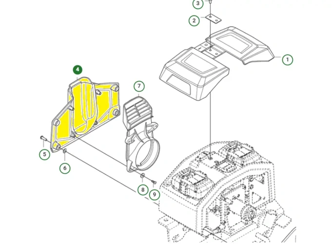 schemat przedstawia osłonę prawą do zagęszczarek Husqvarna. Osłona prawa jest dedykowana do modelu Husqvarna LF 60iLAT
