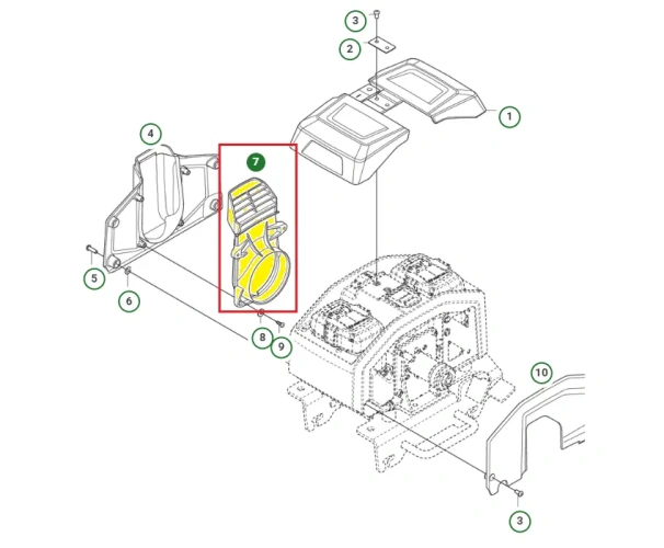 schemat przedstawia wlot powietrza do zagęszczarek Husqvarna. Wlot powietrza jest dedykowany do modelu Husqvarna LF 60iLAT