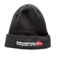 Wełniana czapka zimowa w kolorze czarnym z logo Krumpholz z wywijanym rantem.