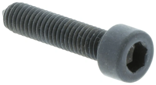 Śruba cylindra pilarki Husqvarna 543 XP w kolorze czarnym, metalowy gwint, sześciokątna główka. Produkt widoczny w zbliżeniu, leżący na jednolitym tle. Przeznaczona do mocowania elementów w pilarkach.