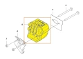 Tłumik pilarki Husqvarna 543 XP, oznaczony kolorem żółtym, widoczny z innymi częściami, tłumik widoczny na schemacie pilarki,