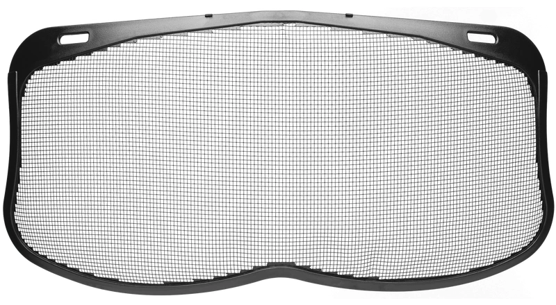 Ochronniki twarzy z metalową siatką Husqvarna z otworami montażowymi, z elastycznego materiału, w układzie frontalnym, bez akcesoriów. Pasujące do wielu kasków Husqvarna.