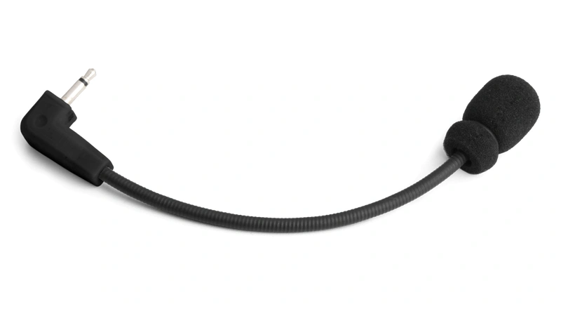 Mikrofon na wysięgniku do X-COM Active i X-SYNC Husqvarna, w kolorze czarnym, widoczna gąbeczka, czarną, elastyczną szyjkę, koniec zakończony jest kątowym wtykiem jack,