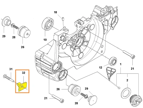 Wychwytnik pilarki 543 XP Husqvarna. Ujęcie z boku, pokazujące detale montażowe oraz numery części. Umiejscowiony na tle białym, podkreślającym precyzyjne oznaczenia i kształt komponentu.