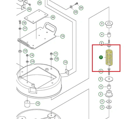 Schemat przedstawia sprężynę stosowaną w zagęszczarkach Husqvarna LX 90. Sprężyna jest oryginalną częścią przeznaczoną do zagęszczarek Husqvarna.