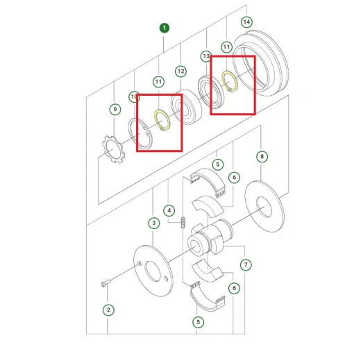 Schemat przedstawia pierścień zabezpieczający stosowane w zagęszczarkach Husqvarna LX 90. Pierścień jest oryginalną częścią przeznaczoną do zagęszczarek Husqvarna.