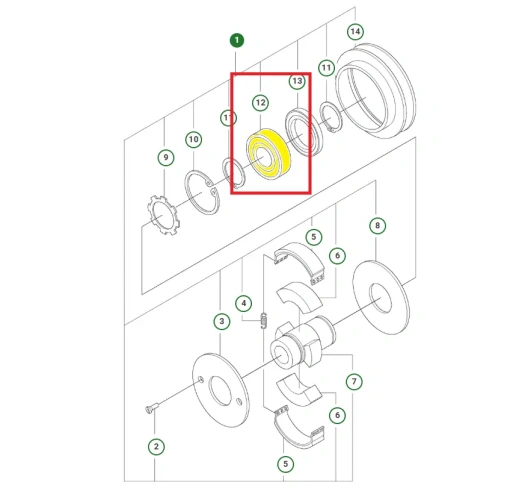 Schemat przedstawia łożysko kulkowe stosowane w zagęszczarkach Husqvarna LX 90. Łożysko jest oryginalną częścią przeznaczoną do zagęszczarek Husqvarna.