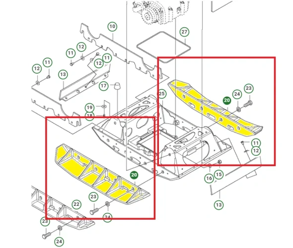 Schemat przedstawia płytę poszerzającą stosowaną w zagęszczarkach Husqvarna. Płyta jest dedykowana między innymi do modelu LG 504. Płyta jest oryginalną częścią Husqvarna.