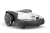 Robot koszący Husqvarna Automower® 450V NERA w kolorze biało-szarym, zajmuje pozycję leżącą. Widoczny przycisk włączający oraz logo marki. Łagodnie zaokrąglony kształt z delikatnym podświetleniem. Ujęcie z boku ukazuje detale konstrukcji.