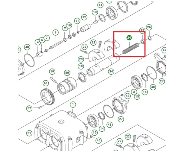Schemat przedstawia sprężynę zagęszczarki stosowaną w maszynach Husqvarna. Sprężyna jest dedykowana między innymi do modelu LG 504. Sprężyna jest oryginalną częścią Husqvarna.