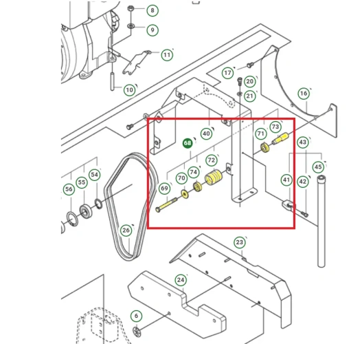 Schemat przedstawia prowadnik paska klinowego do zagęszczarki stosowany w maszynach Husqvarna. Prowadnik jest dedykowany między innymi do modelu LG 504. Prowadnik jest oryginalną częścią Husqvarna.
