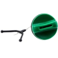 Korek paliwa do pilarek Husqvarna  346 XP, 353, w kolorze zielonym, okrągły z gwintem i wypukłym uchwytem ułatwiającym otwieranie. Ujęcie z góry, korek widoczny na białym tle.