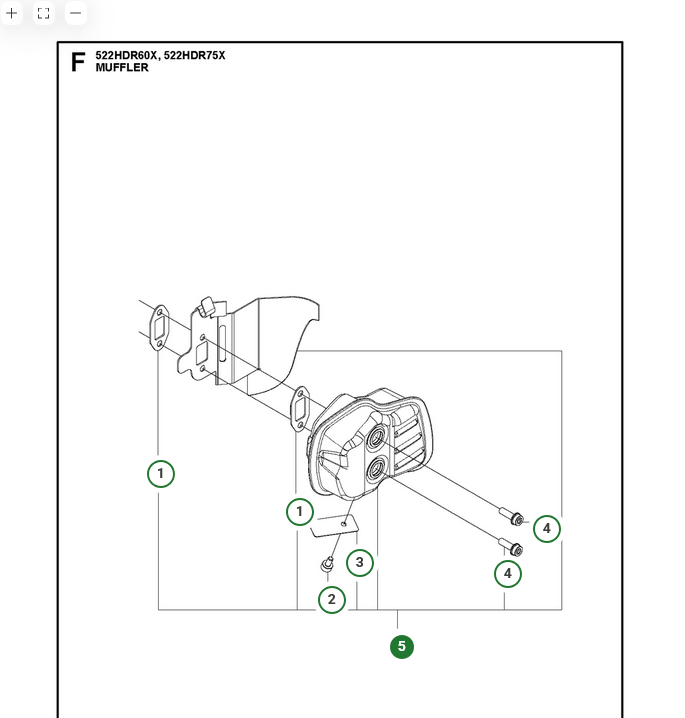 Tłumik nożyc Husqvarna 522HD60X z metalową, szarą częścią z żeberkami chłodzącymi osłoną, widoczny z śrubami mocującymi, ustawiony poziomo.