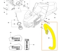 Uchwyt przedni pilarki Husqvarna 535i XP. Zdjęcie schematu pilarki. Na tle białym, zapewniającym dobrą widoczność detali.