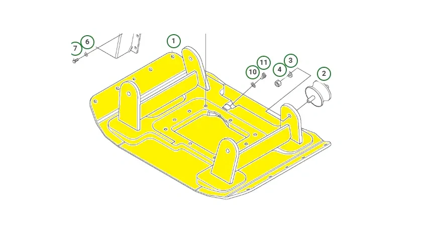 Schemat przedstawia płytę dolna zagęszczarki Husqvarna. Płyta jest wykonana z solidnych materiałów. Płyta jest dedykowana do zagęszczarki LG 400