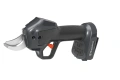 Sekator Aspire PS30X-P4A Husqvarna w kolorze czarnym i szarym, z ergonomicznym uchwytem. Kąt ujęcia: z boku, ukazujący detal ostrza. Widoczne logo Husqvarna na obudowie, akumulator z przodu. Produkt w pozycji stojącej, na jednolitym tle.