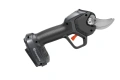 Sekator Aspire PS30X-P4A  Husqvarna w kolorze czarnym i szarym, z ergonomicznym uchwytem. Kąt ujęcia: z boku, ukazujący detal ostrza. Widoczne logo Husqvarna na obudowie, akumulator z przodu. Produkt w pozycji stojącej, na jednolitym tle.