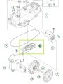 Schemat płyty głównej do Automower Aspiro/Sileno Husqvarna, zaznaczony kolorem zielonym.