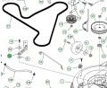 Schemat techniczny pokazujący umieszczenie ramię lewe hamulca paska noży traktora husqvarna TC138. Zaznaczenie numeru na schemacie 89.