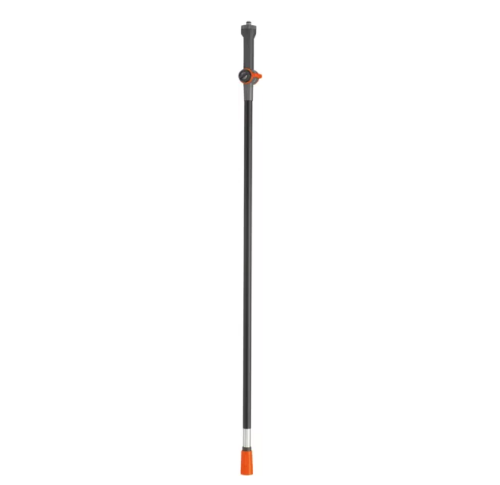 Trzonek przepływowy 150 cm Cleansystem Gardena, srebrno-czarno-pomarańczowy, prosty, frontowo na jednolitym tle, do narzędzi ogrodowych.