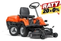 Traktorek ogrodowy Husqvarna Rider R 112C, w kolorze pomarańczowym, z zestawem tnącym Combi 85 cm. Produkt ukazany z boku, z siedzeniem i kierownicą. Wyposażony w cztery koła o wyraźnym bieżniku. Widoczne logo Husqvarna na obudowie.
