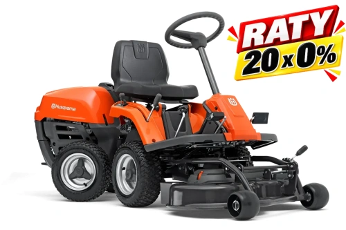 Traktorek ogrodowy Husqvarna Rider R 112C, w kolorze pomarańczowym, z zestawem tnącym Combi 85 cm. Produkt ukazany z boku, z siedzeniem i kierownicą. Wyposażony w cztery koła o wyraźnym bieżniku. Widoczne logo Husqvarna na obudowie.