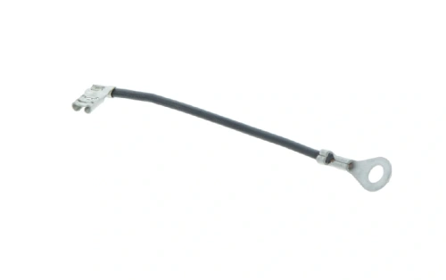 Przewód uziemienia Husqvarna 40 w czarnym kolorze, z metalowymi końcami. Produkt leży na białym tle, widoczny z boku, ukazując długość oraz zaokrąglony kształt. Elementy mocujące są wyraźnie widoczne.