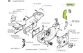 Dysza powietrzna do pilarki Husqvarna 254XP, 257 w zielonym kolorze, wykonana z tworzywa sztucznego, z charakterystycznym kształtem. Widok z boku, ukazujący detal montażowy. Produkty widoczne na białym tle.