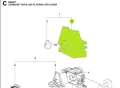 Osłona filtra powietrza pilarki Husqvarna 338XPT, 334T w kolorze zielonym, z widocznymi detalami mocowania i otworami. Ujęcie z boku, pokazujące kształt i dopasowanie do silnika. Na białym tle, co podkreśla klarowność detali i charakterystyczne cechy.
