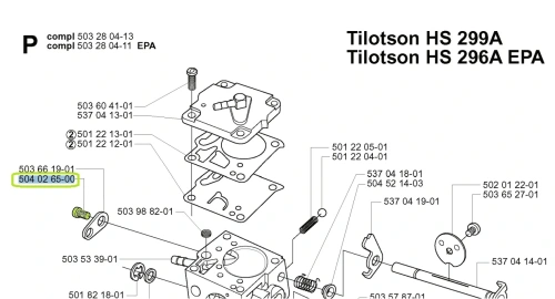 Śruba dźwigni przepustnicy pilarki Husqvarna 385XP, metalowa, z gwintem, srebrna. Ujęcie z boku, leżąca na białym tle. Ukazana na schemacie wraz z innymi częściami pilarki.