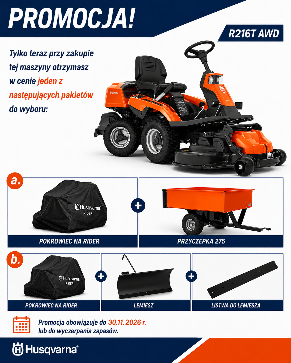 promocja na R216T AWD z lemieszem i pokrowcem